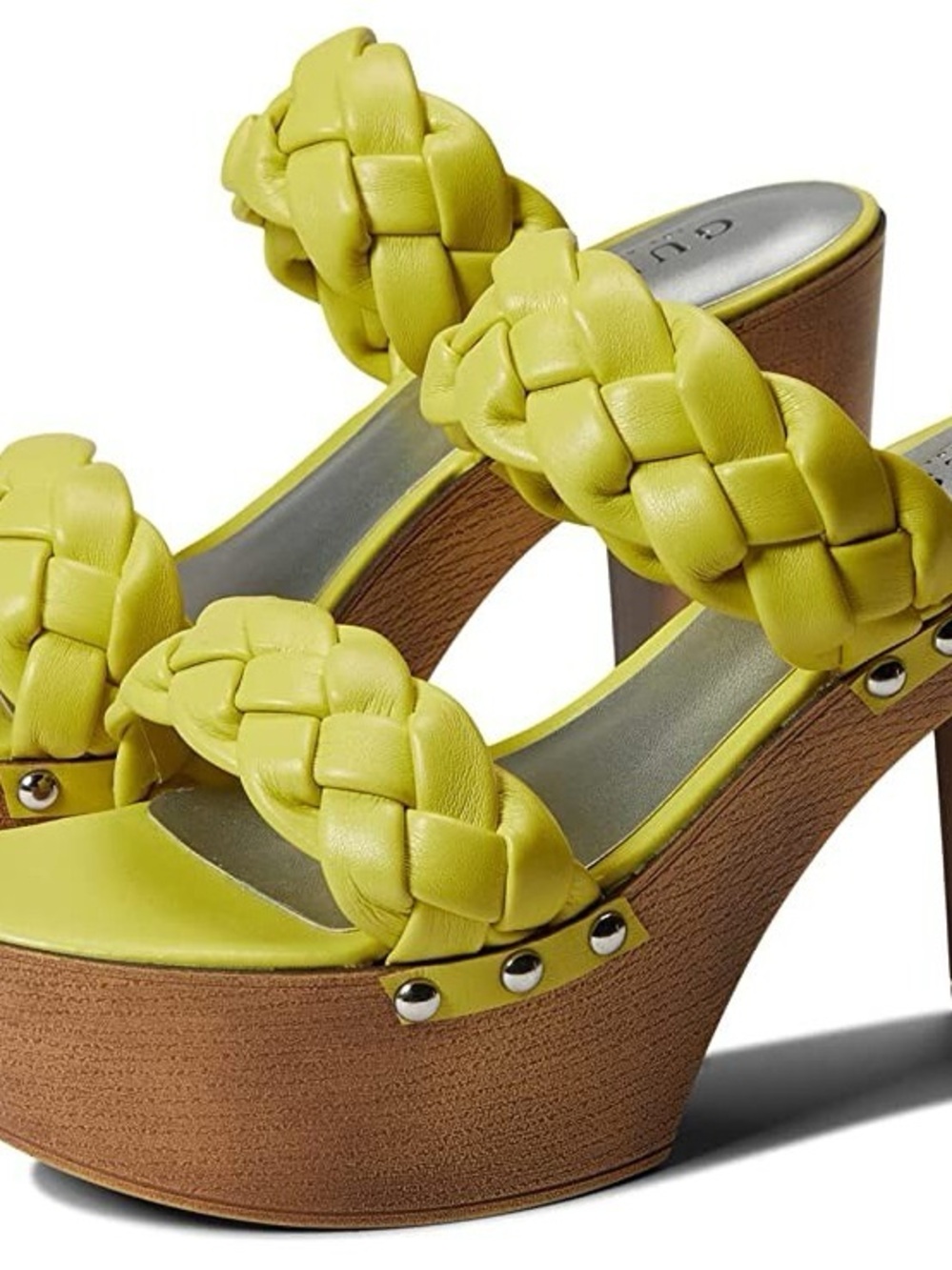 Braided Strap Platform Heels in Yellow